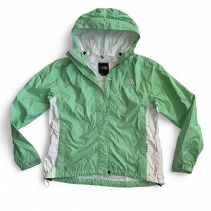 The North Face Women's Green and White Raincoat